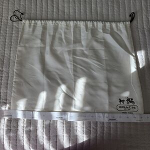 Coach Cream Drawstring Dust Bag with Brown Logo